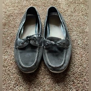 Sperry Top Sider Womens Montauk Grey Suade Pewter Boat Shoe Size 7.5